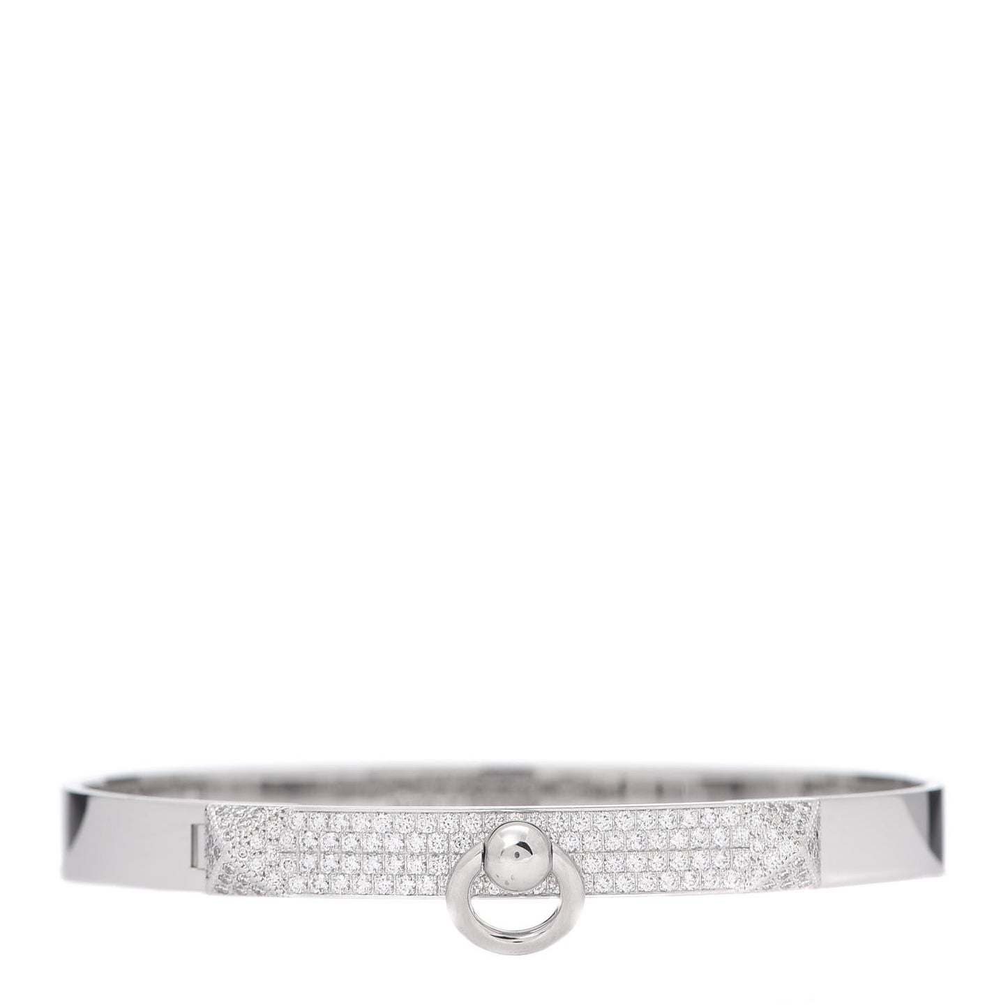 18K White Gold Pave Diamond PM Collier De Chien Bracelet SH