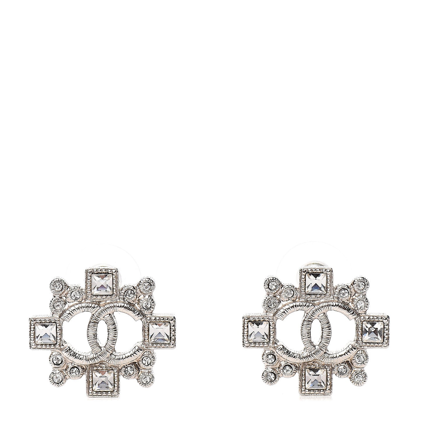 Swarovski Crystal CC Earrings Silver