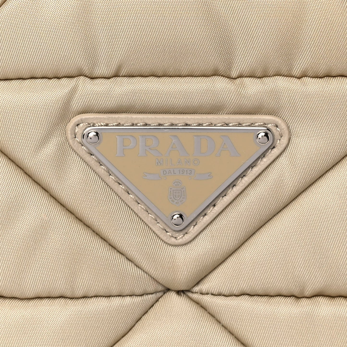 Re-Nylon Nappa Triangle Quilted Padded Double Handled Zip Pocket Tote Deserto