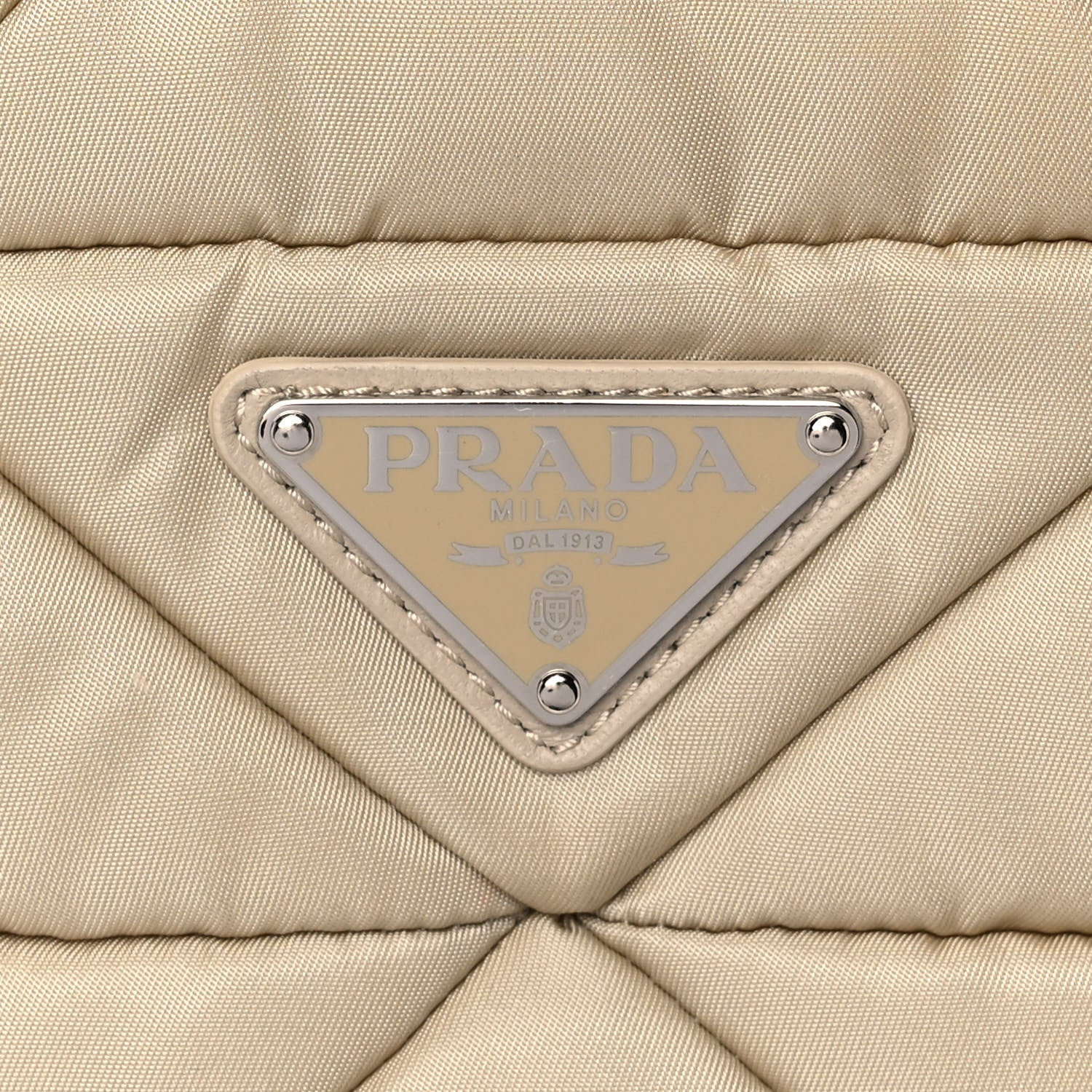 Prada Re-Nylon Nappa Triangle Quilted Padded Double Handled Zip Pocket Tote Deserto 9 of 14