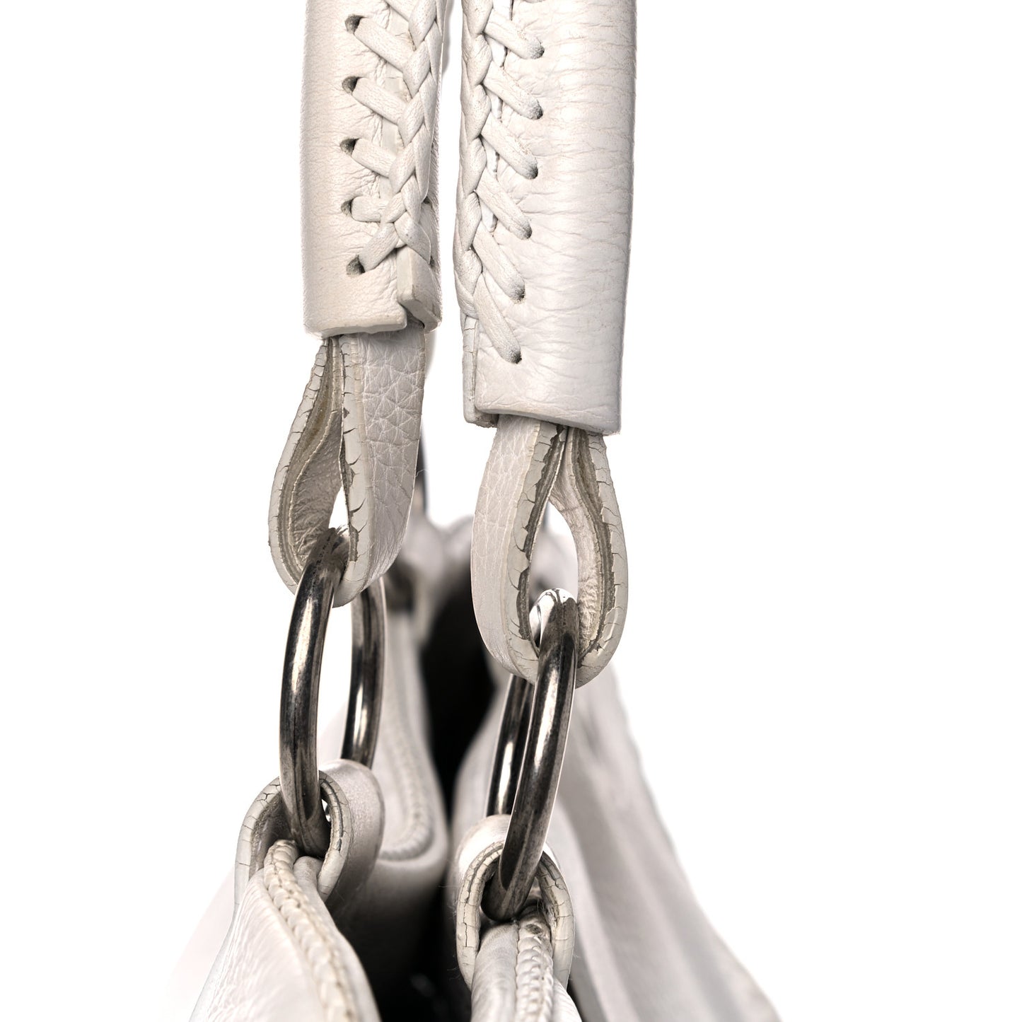 Calfskin Braided Gaucho Double Saddle Bag White