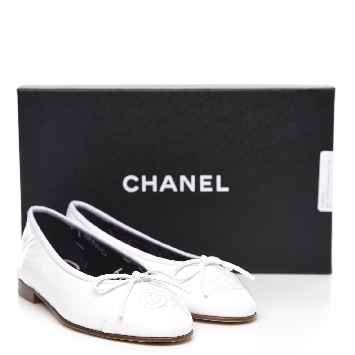 Chanel Shiny Crumpled Lambskin CC Cap Toe Ballerina Flats 36.5 White 9 of 9