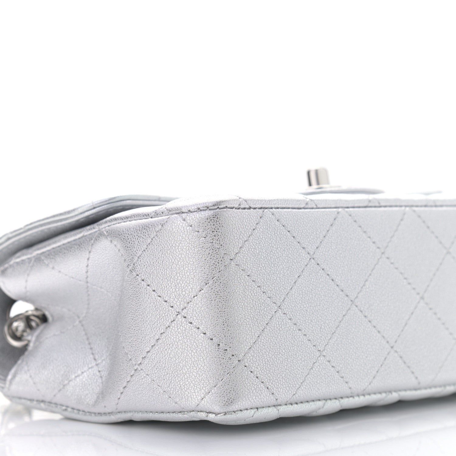 Chanel Metallic Lambskin Quilted Mini Rectangular Flap Silver 9 of 11