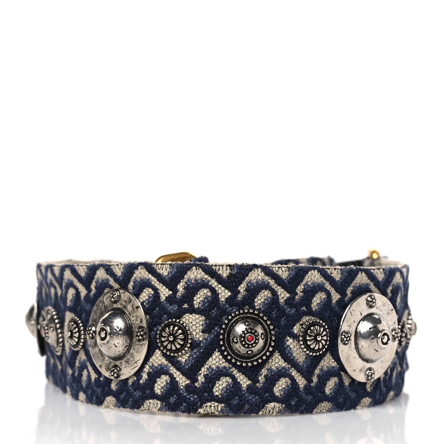 Christian Dior Oblique Studded Shoulder Strap Blue 2 of 6