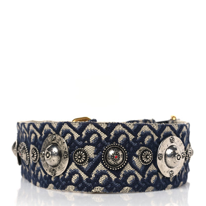 Christian Dior Oblique Studded Shoulder Strap Blue 2 of 6