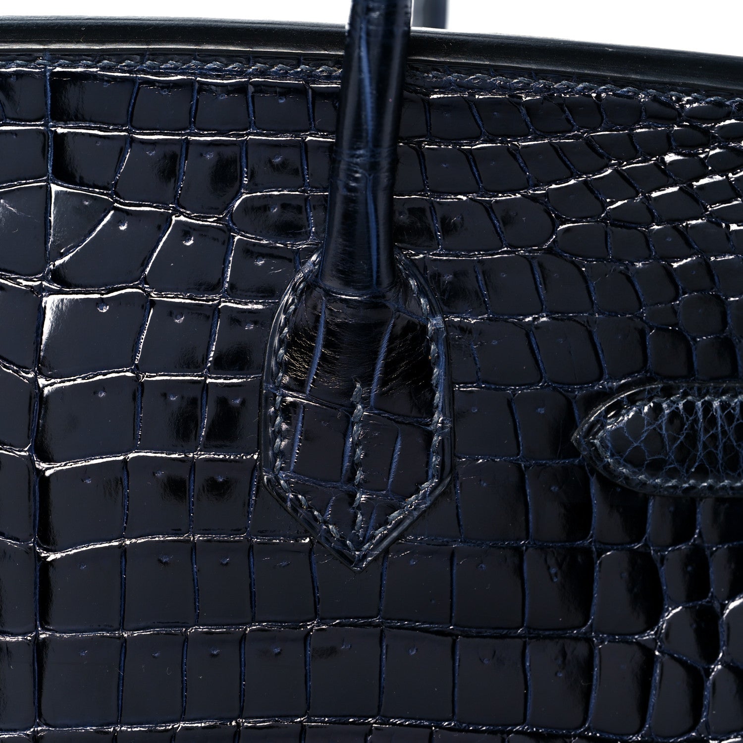 Hermes Shiny Porosus Crocodile Birkin 30 Bleu Marine 10 of 35