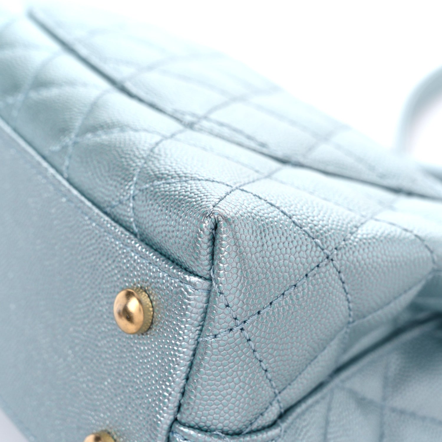 Chanel Metallic Caviar Quilted Mini Coco Handle Flap Light Blue 11 of 12
