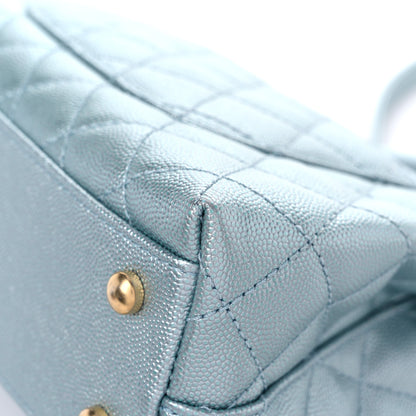 Chanel Metallic Caviar Quilted Mini Coco Handle Flap Light Blue 11 of 12