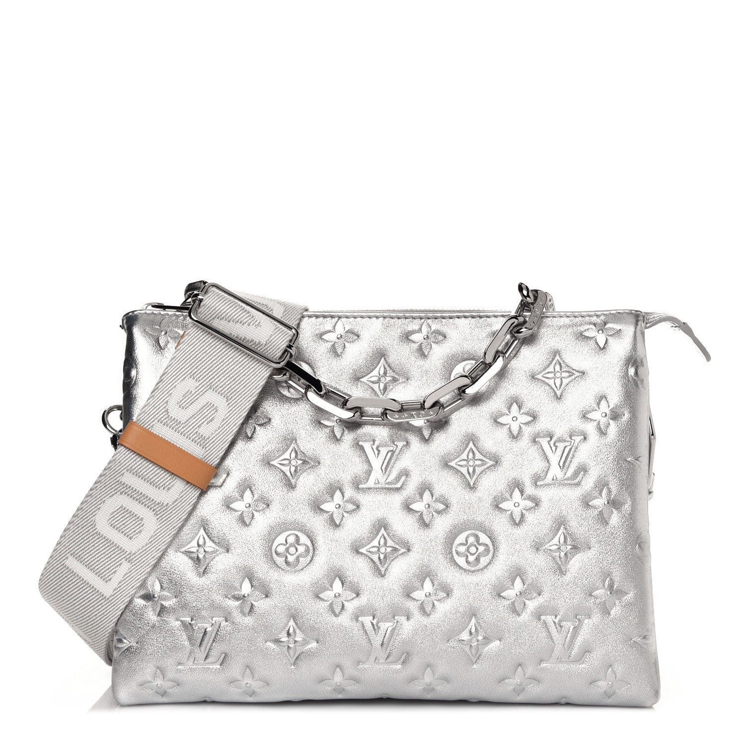 Louis Vuitton Metallic Lambskin Embossed Monogram Coussin PM Silver 1 of 12