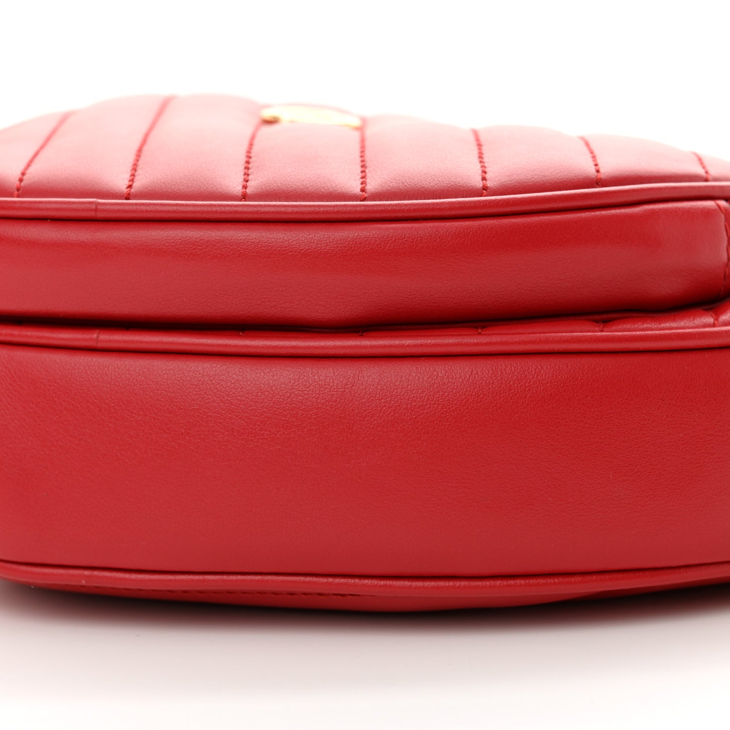 Calfskin Matelasse Diagonal Mini Interlocking G Heart Shoulder Bag Hibiscus Red