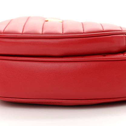 Gucci Calfskin Matelasse Diagonal Mini Interlocking G Heart Shoulder Bag Hibiscus Red 10 of 10