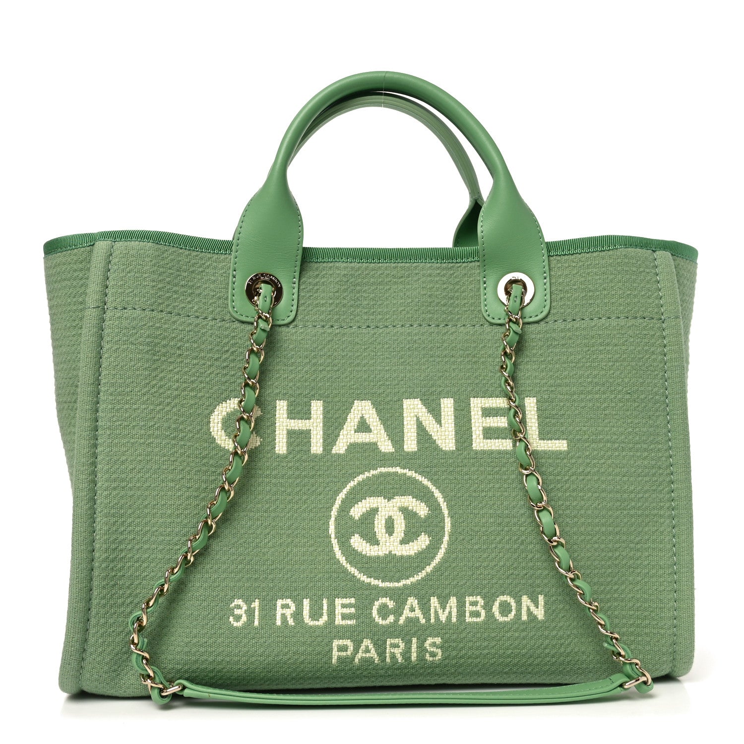 Chanel Mixed Fibers Small Deauville Tote Green 1 of 11