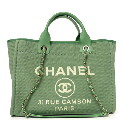 Chanel Mixed Fibers Small Deauville Tote Green 1 of 11