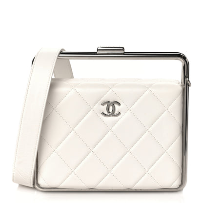 Chanel Quilted Lambskin Metal Bar Clutch Bag White 1 of 11