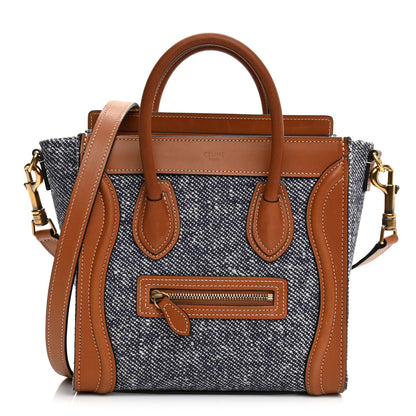 Celine Smooth Calfskin Tweed Nano Luggage Tan 1 of 12
