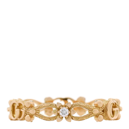 Gucci 18K Yellow Gold Diamond Flora Band Ring 58 8.25 1 of 5