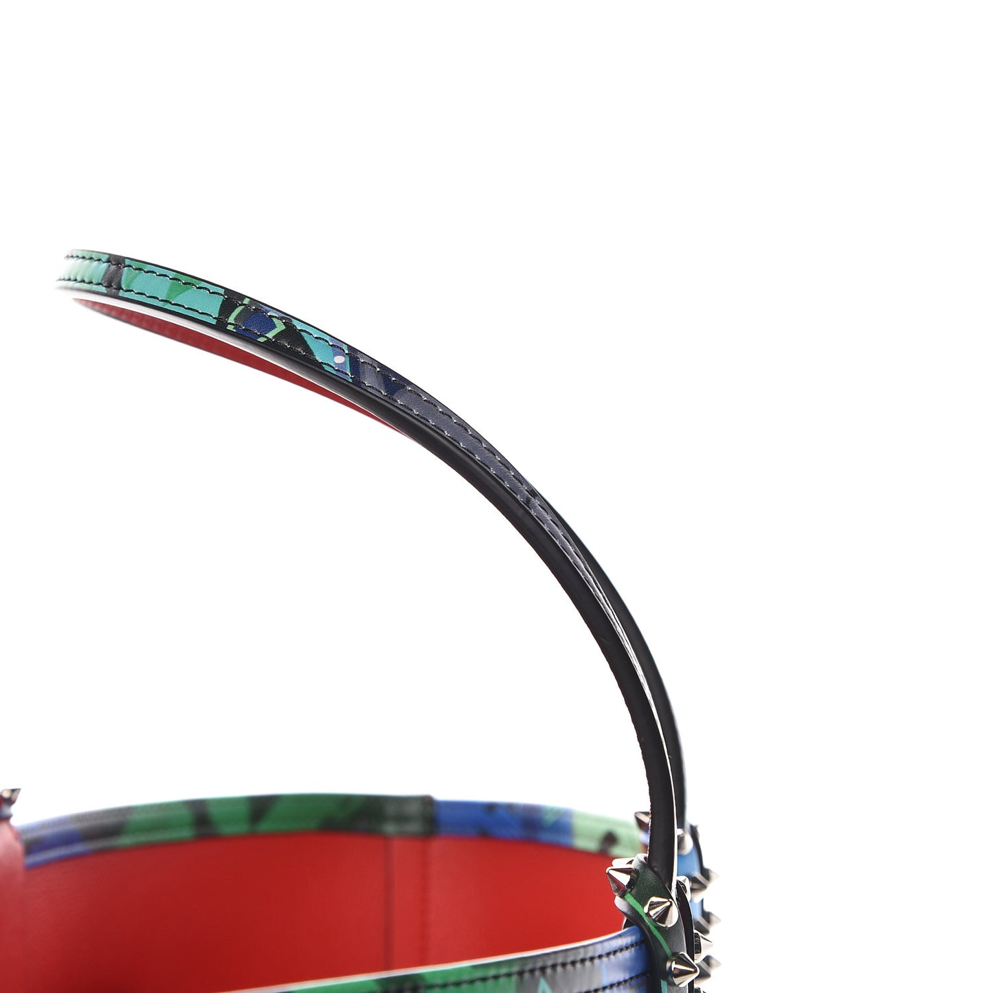 Calfskin Metro Graf Spikes East West Cabata Tote Green Multicolor