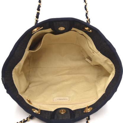 Chanel Denim Small Deauville Tote Dark Blue 5 of 11