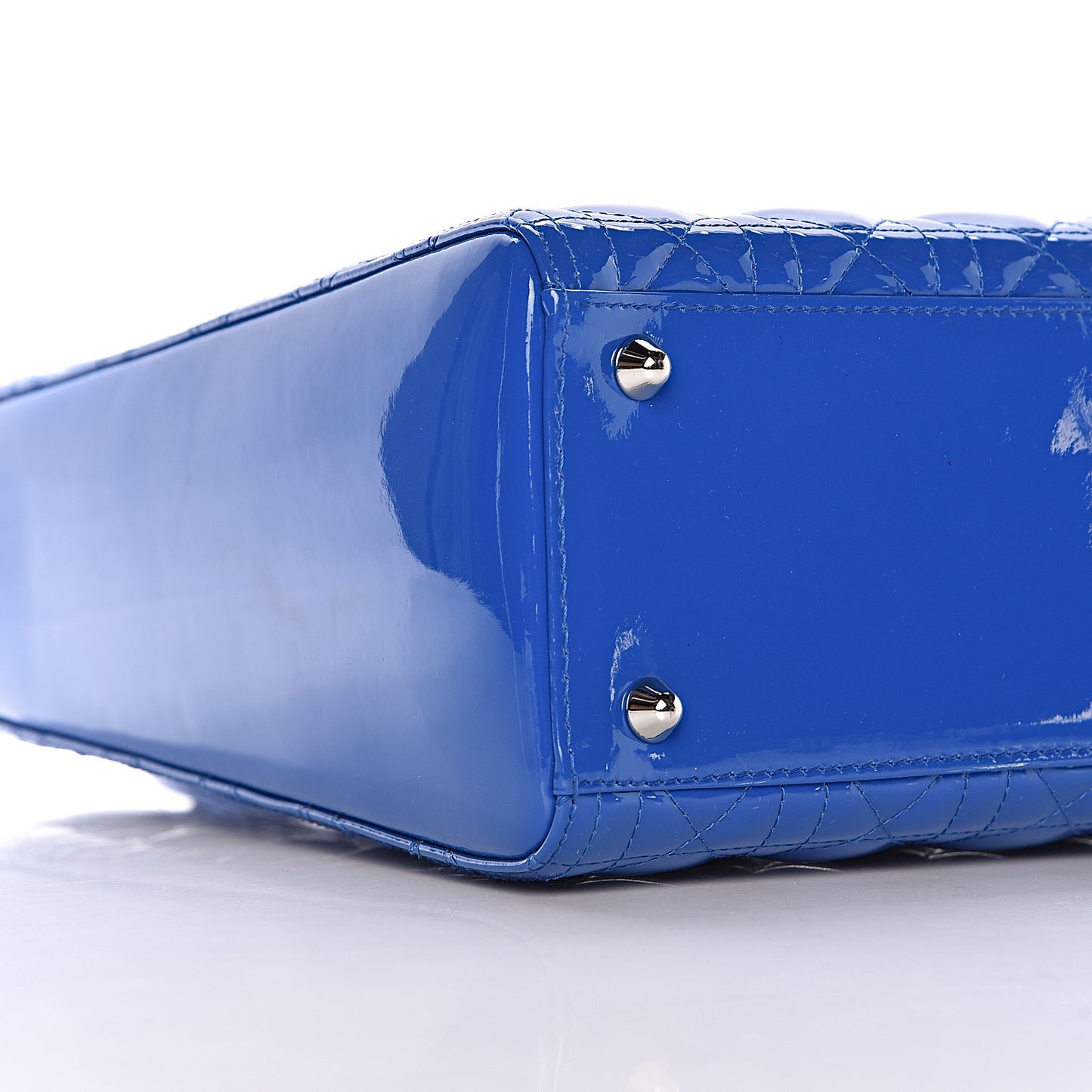 Patent Cannage Large Lady Dior Blue