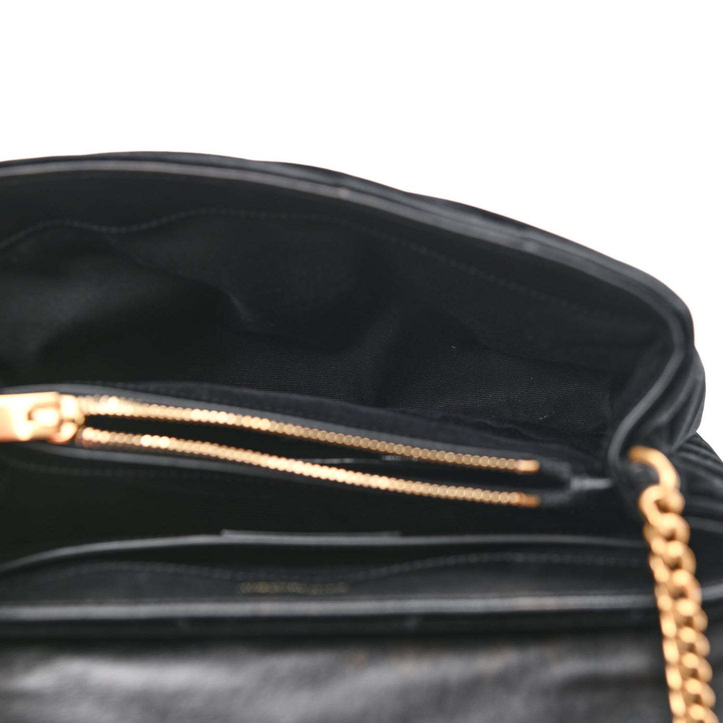 Velvet Y Quilted Monogram Small Loulou Chain Satchel Black