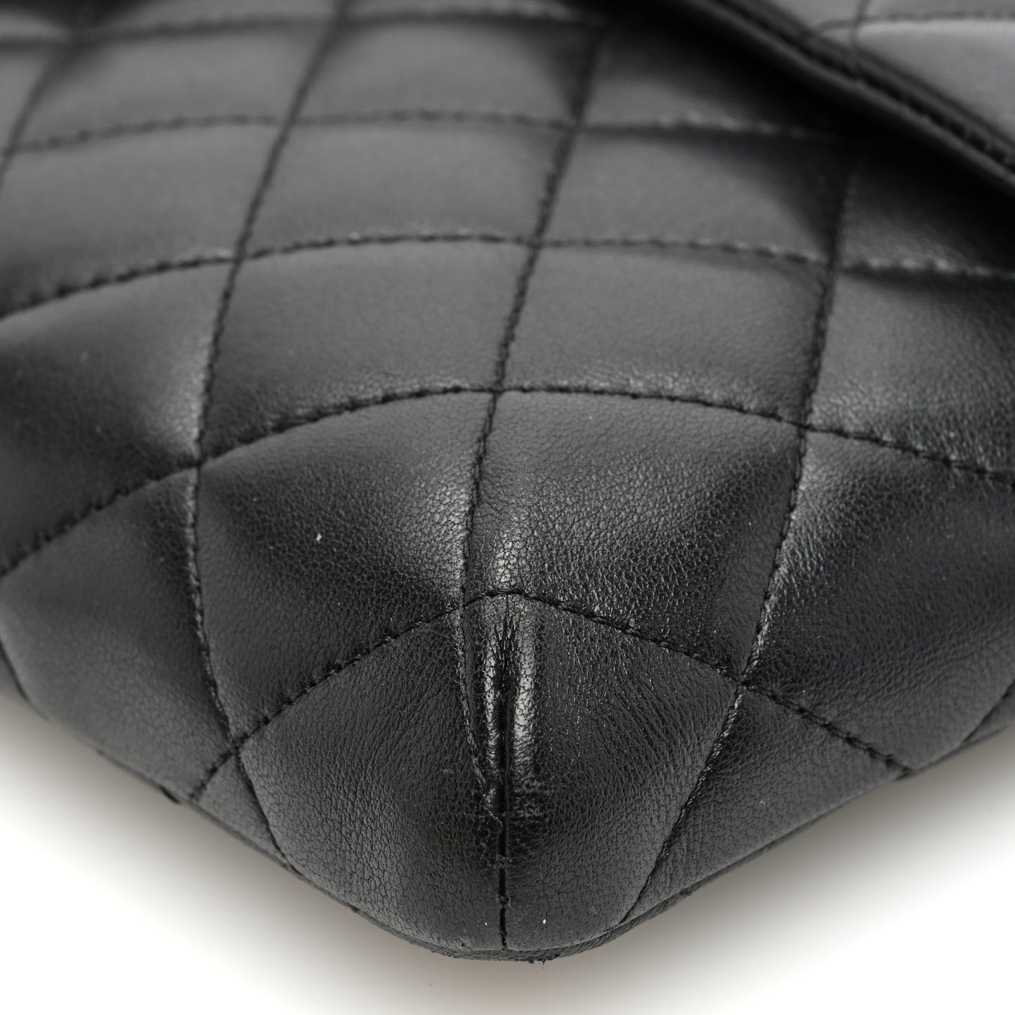 Lambskin Quilted Flap Clutch Black