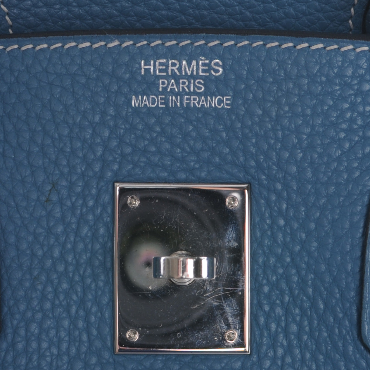 Hermes Taurillon Clemence Birkin 35 Blue Jean 10 of 12