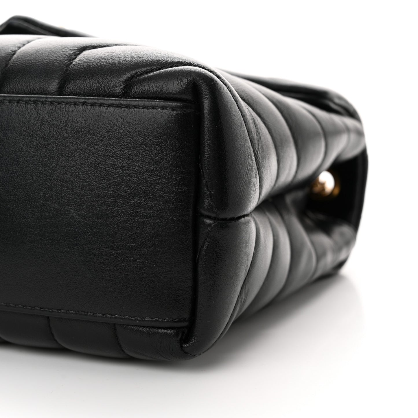 Calfskin Y Quilted Monogram Small Loulou Chain Satchel Black