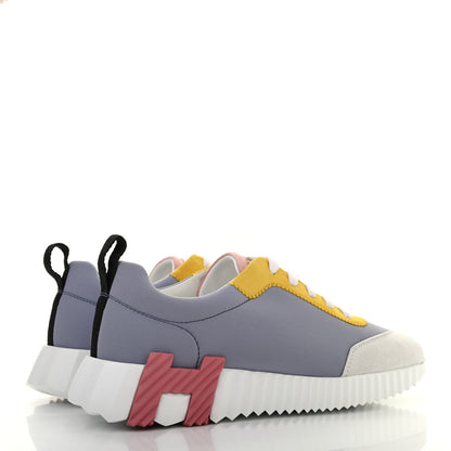 Hermes Technical Canvas Suede Goatskin Bouncing Sneakers 37 Gris Multicolor 3 of 4