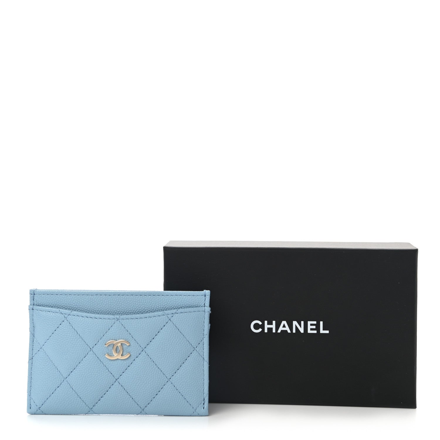 Chanel Caviar Quilted Card Holder Light Blue 9 of 9