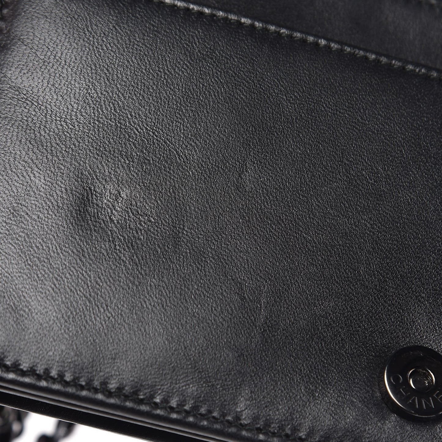 Lambskin Camellia Crystal Wallet on Chain WOC Black