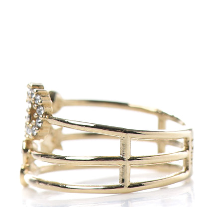 Christian Dior Metal Crystal Shiny-D Ring L Gold 3 of 5