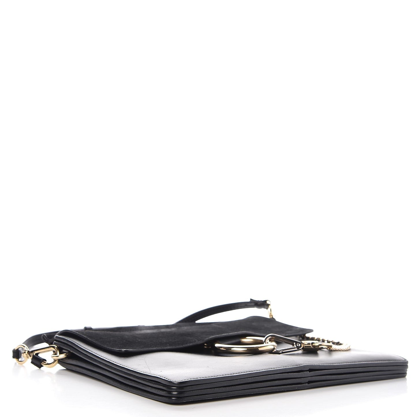 Suede Calfskin Medium Faye Shoulder Bag Black