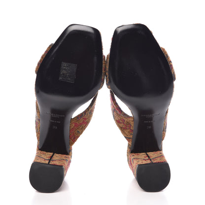 Saint Laurent Carpet Tapestry LouLou Mules 39 Oro Antico Sapphire Rouge 5 of 9