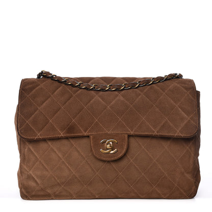 Chanel Suede Quilted Jumbo Single Flap Brown 1 of 21