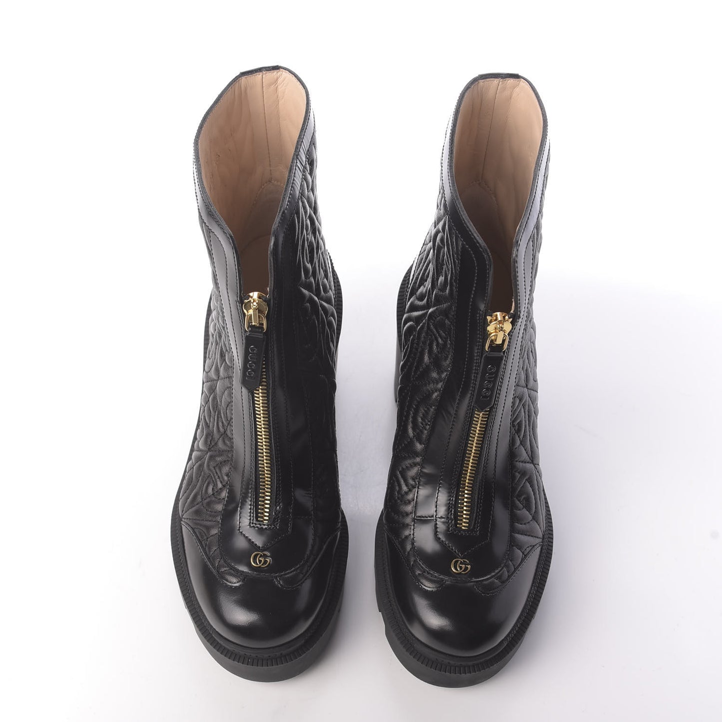 Calfskin Nappa Rhombus Quilted Trip Ankle Boots 36.5 Black