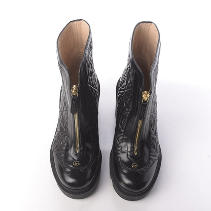 Gucci Calfskin Nappa Rhombus Quilted Trip Ankle Boots 36.5 Black 5 of 12