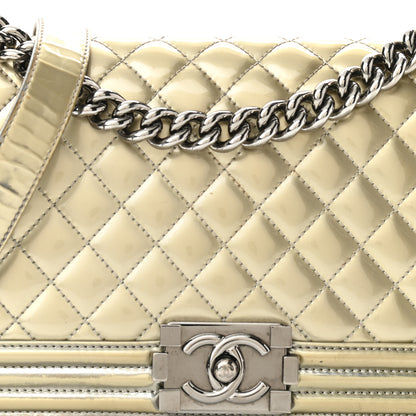 Chanel Metallic Patent Calfskin Quilted Medium Boy Flap Silver 8 of 11