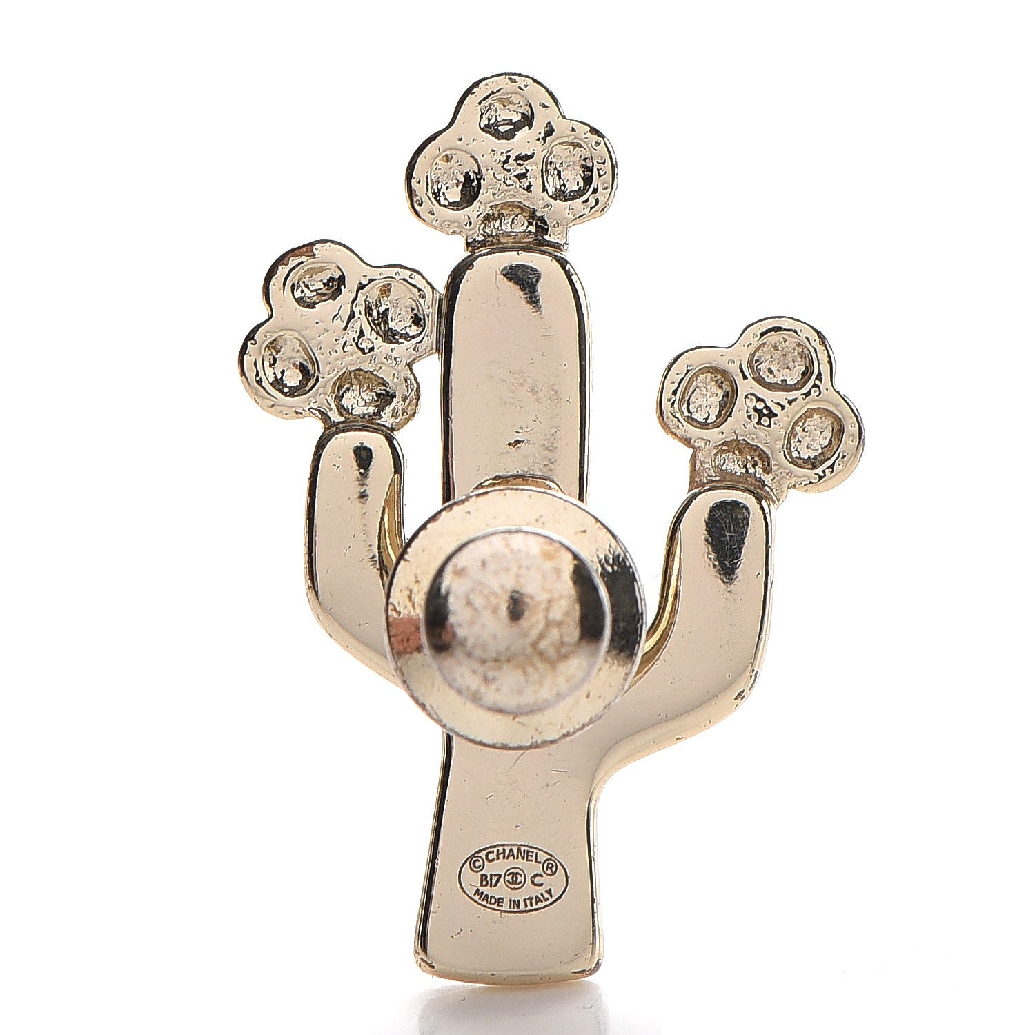 Chanel Enamel Pearl Cactus Brooch Green Gold 4 of 4