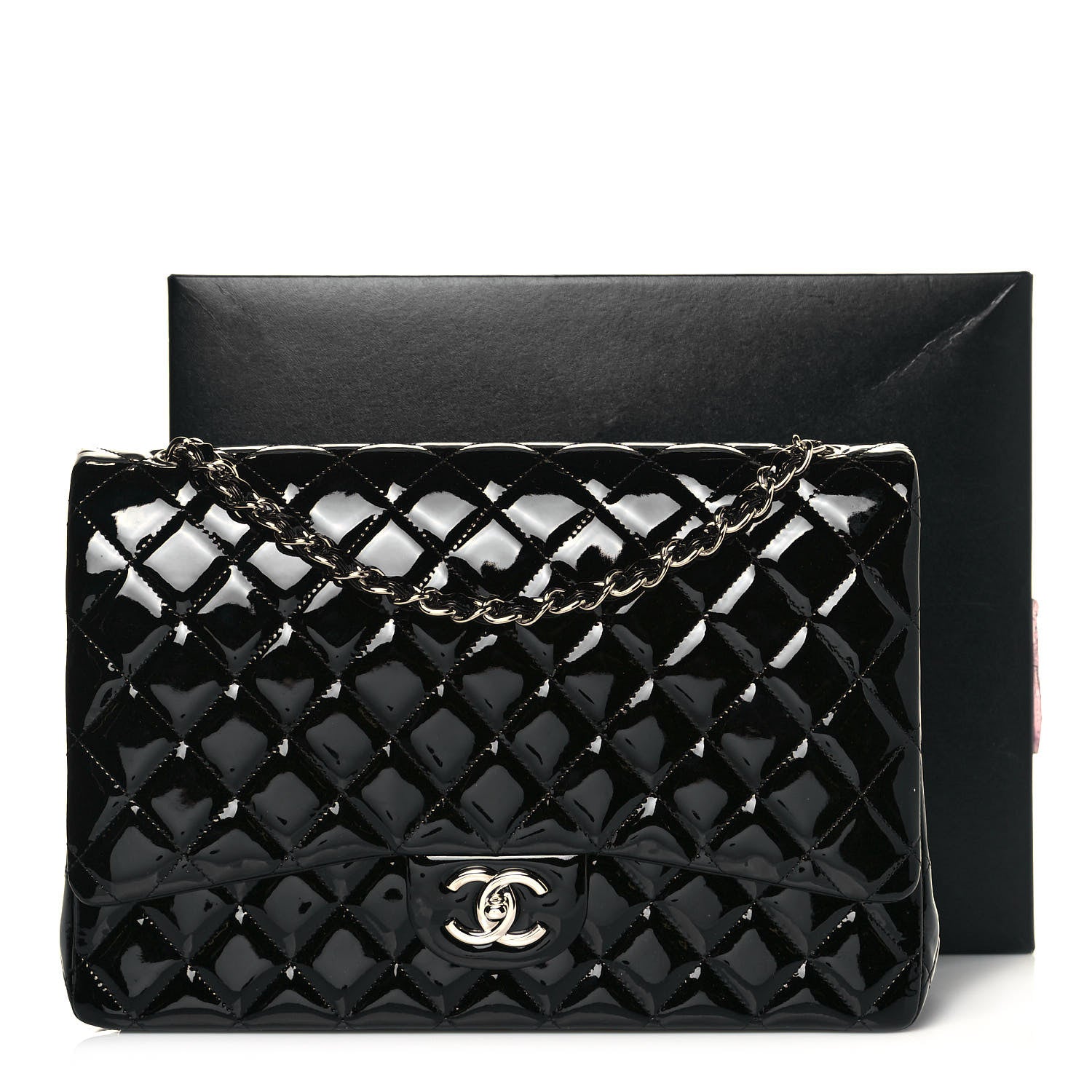 Chanel Patent Quilted Maxi Double Flap Black 14 of 14