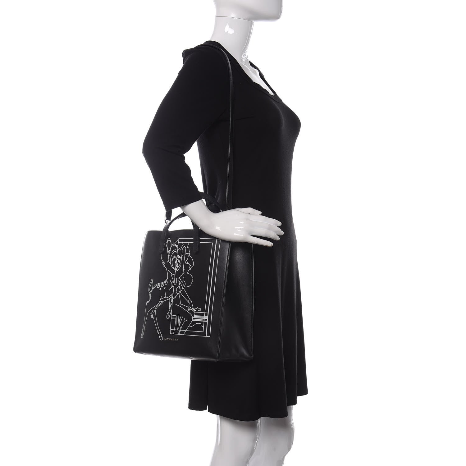 Givenchy Calfskin Bambi Print Medium Stargate Shopper Tote Black 2 of 9