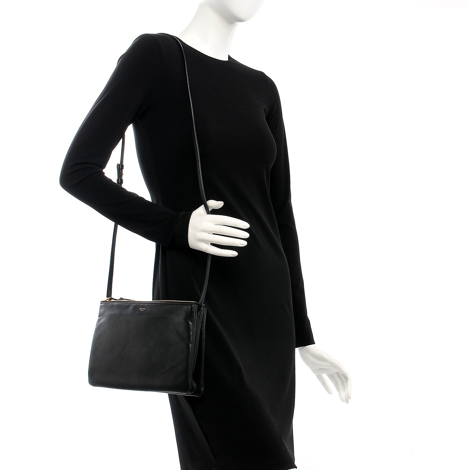 Celine Lambskin Large Trio Crossbody Bag Black 2 of 7