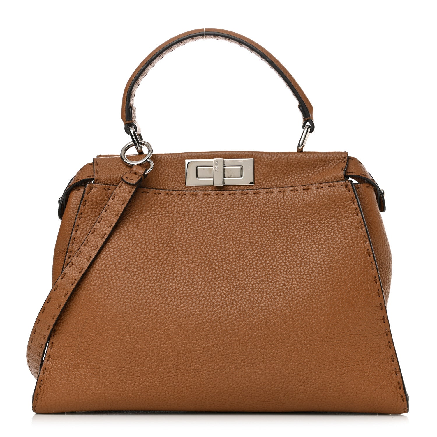 Fendi Cuoio Romano Selleria Bi-Color Medium Peekaboo Iconic Satchel Mou Deserto 1 of 11