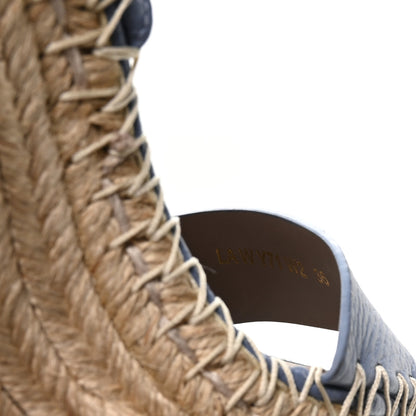 Valentino Garavani Grained Calfskin Rockstud Ankle Strap Espadrille 15/105mm Wedge Sandals 36 Baltique Natural 8 of 9