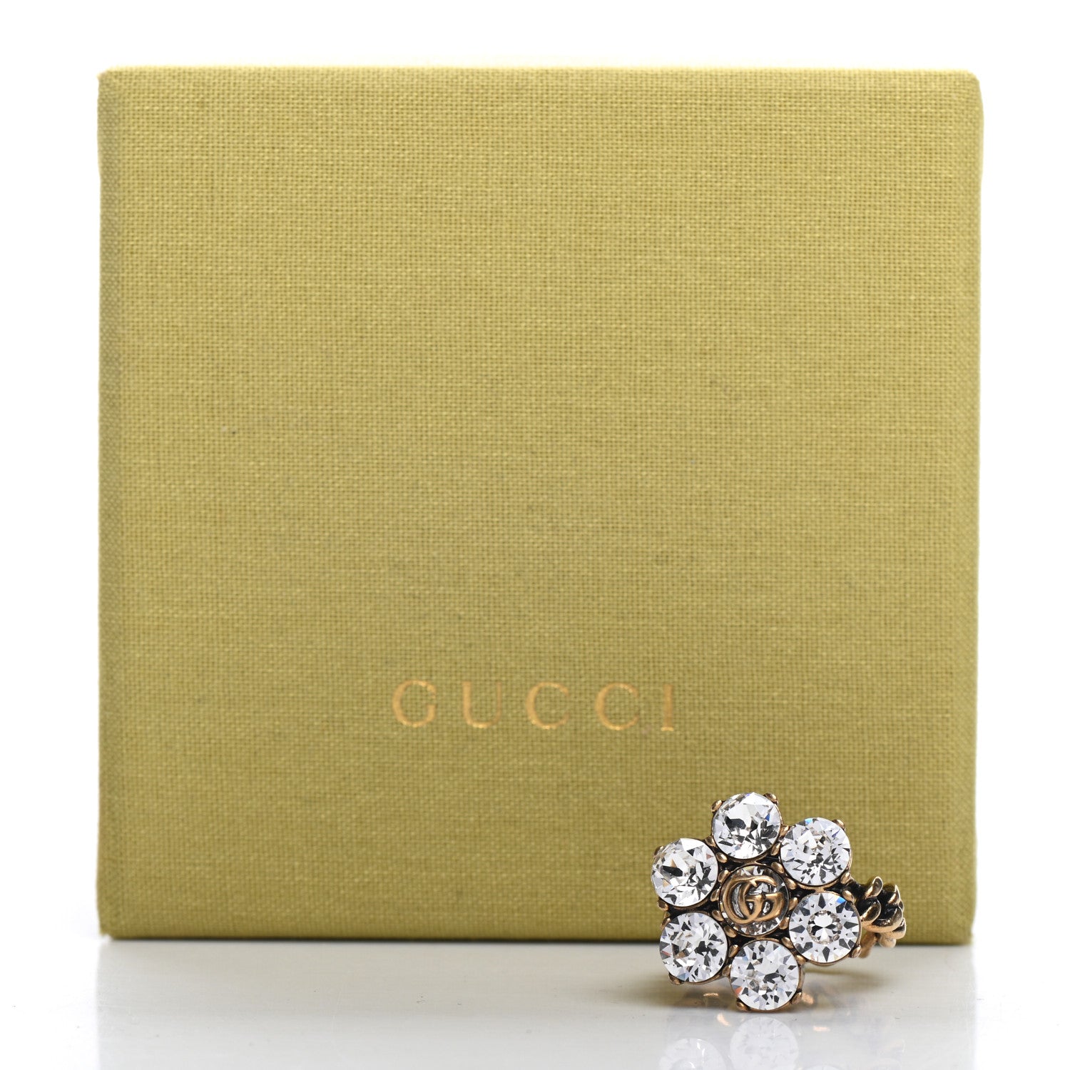 Gucci Metal Crystal Double G Ring M Aged Gold 8 of 8