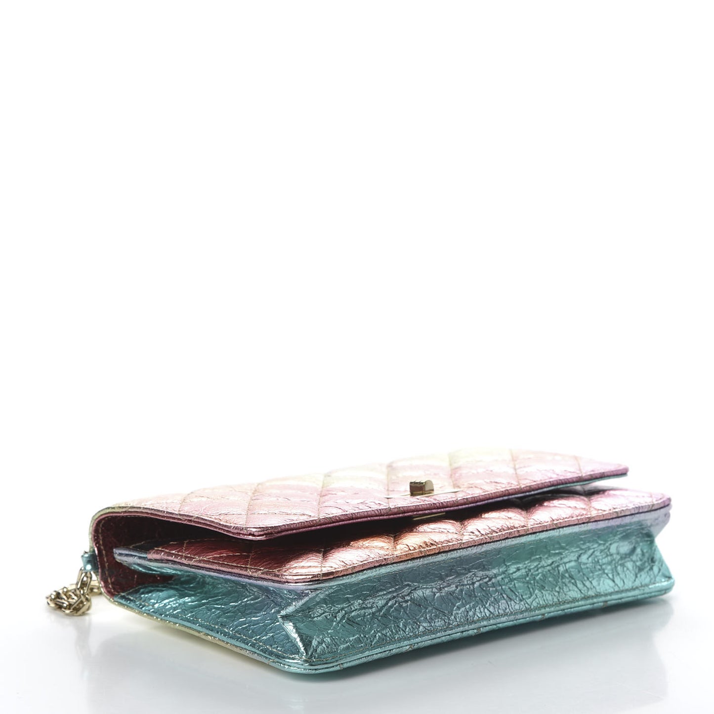 Metallic Goatskin Quilted 2.55 Reissue Wallet on Chain WOC Multicolor