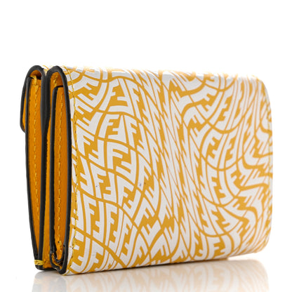 Fendi X SARAH COLEMAN Vitello Liberty Ceylon F is Fendi Micro FF Vertigo Embossed Tri-Fold Envelope Wallet Mimosa White 3 of 8