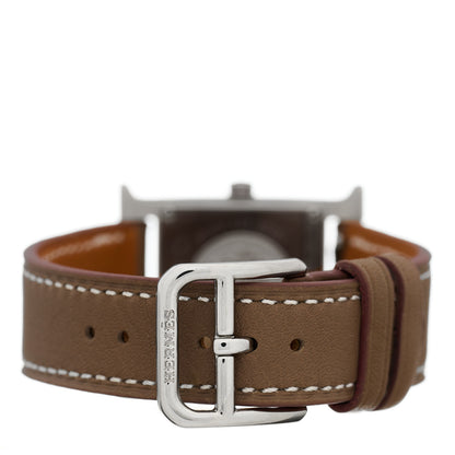 Hermes Stainless Steel Swift 21mm Heure H Hour Quartz Watch Etoupe 3 of 4