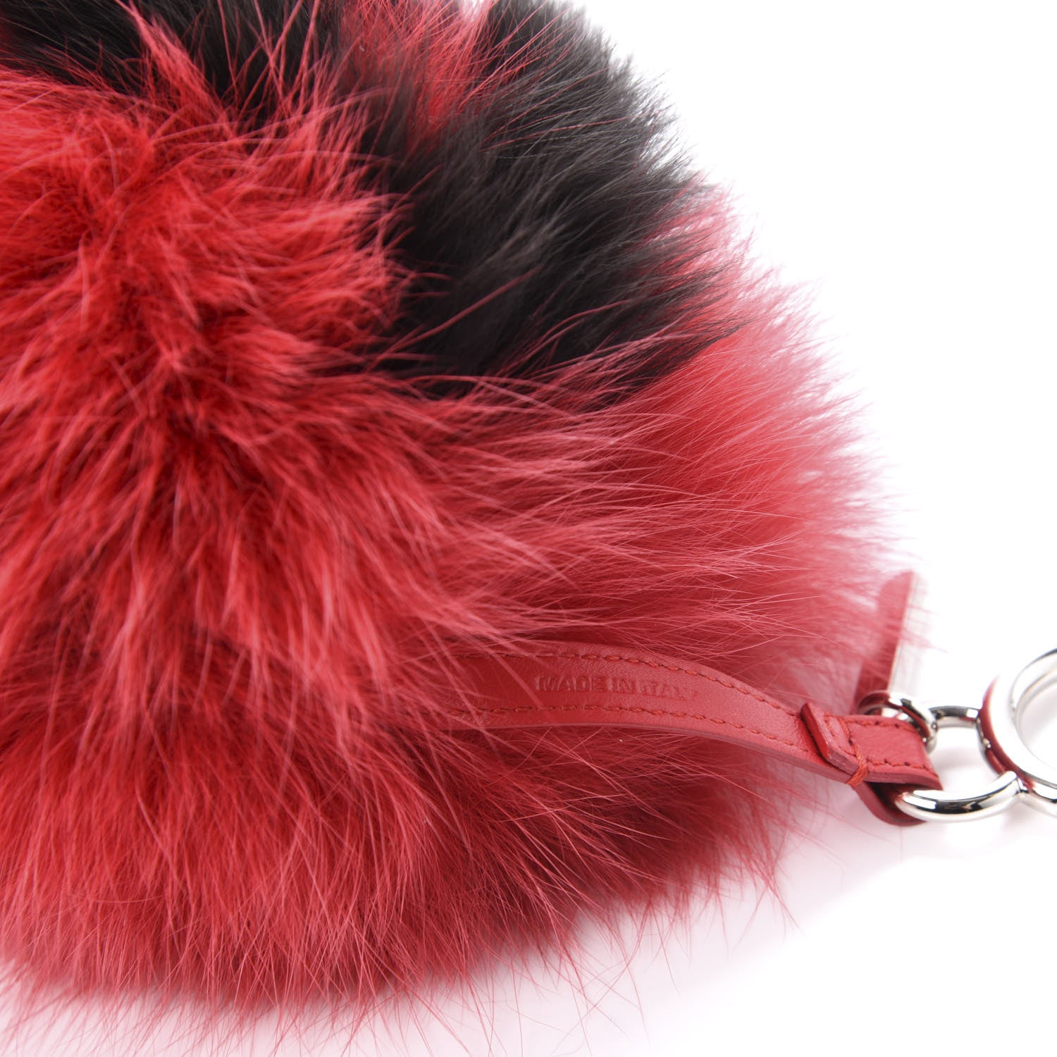 Fendi Fox Fur Shiny Nappa Bi-Color A ABCharm Bag Charm Rosso Chiaro Moro Strawberry 4 of 4