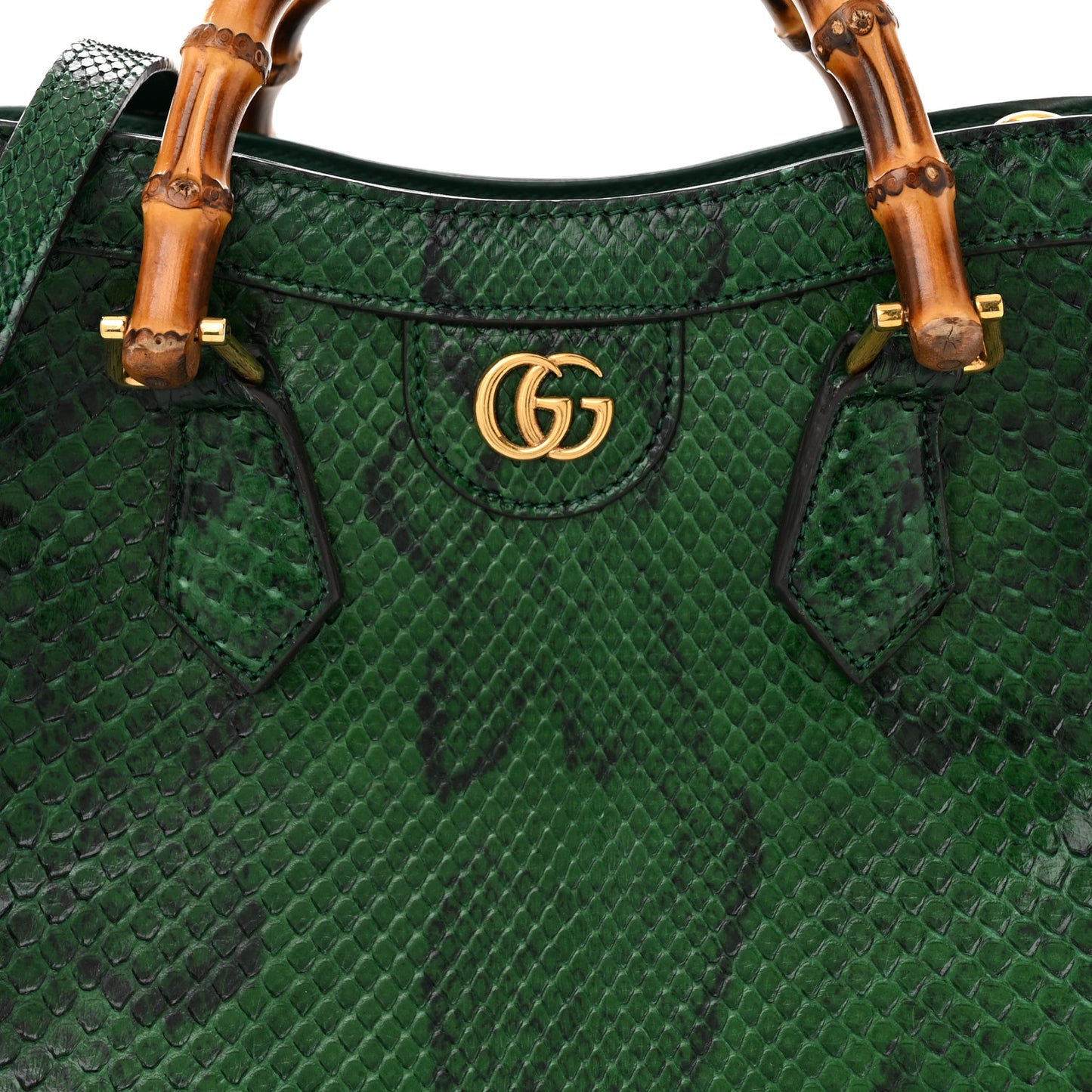 Snakeskin Small Diana Tote Green Black