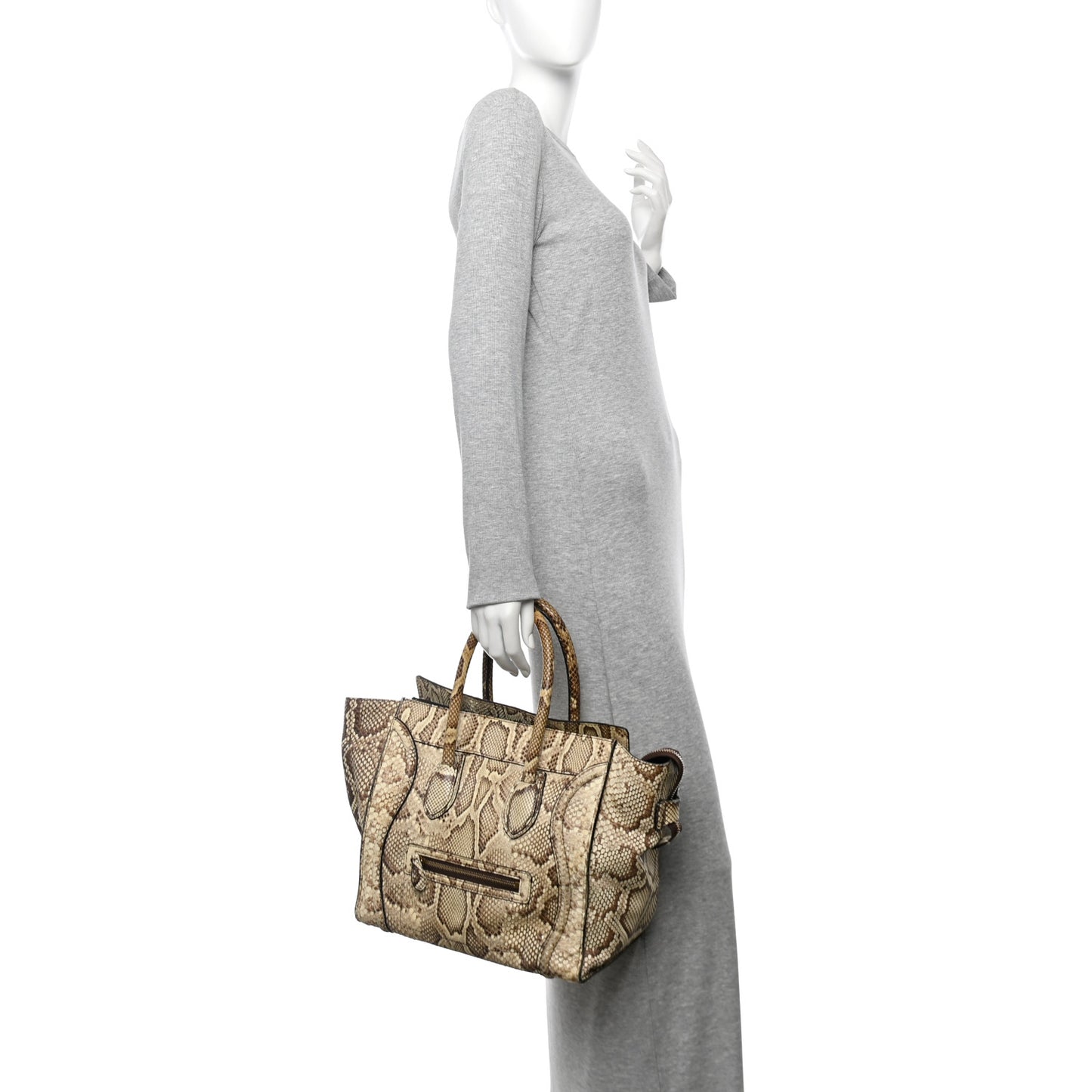 Snakeskin Mini Luggage Beige